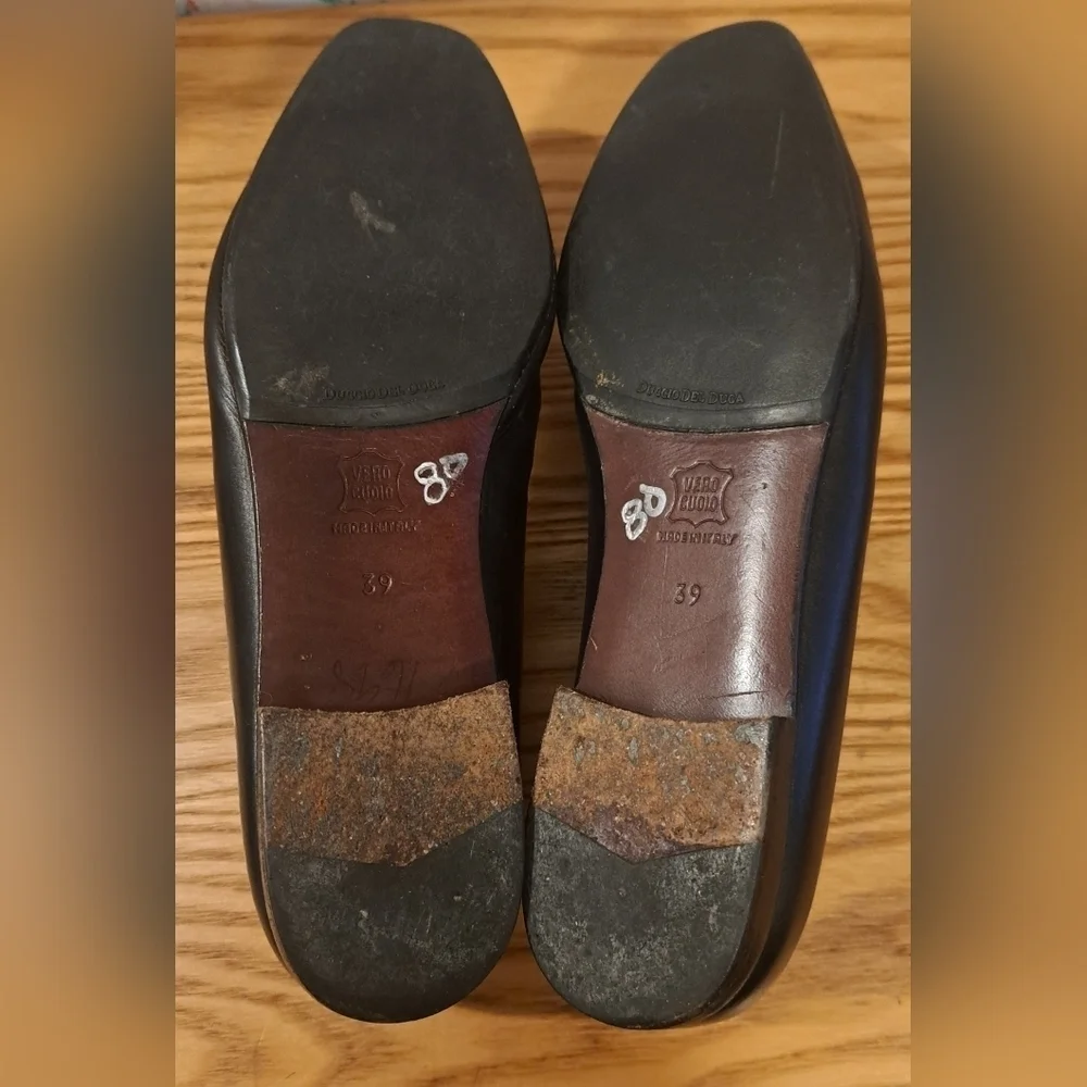 Vintage Duccio Del Duca Black Leather Business Casual Work Loafer Shoe SZ 9